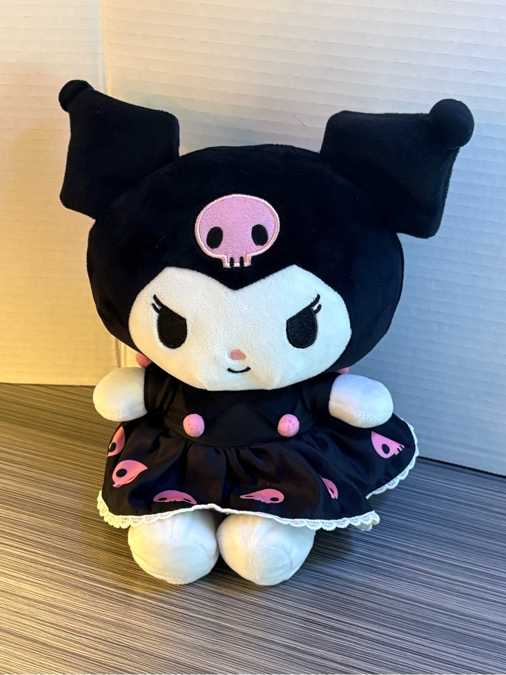 Sanrio Kuromi Plush Doll Black Dress Pink Skull 10” Stuffed Animal 2023